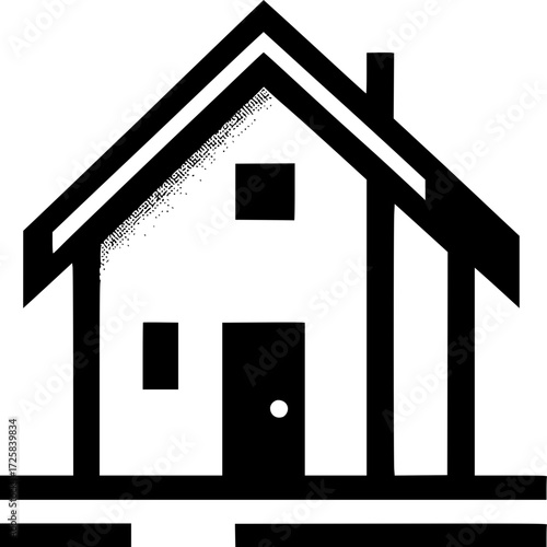 Home Sweet Home: A simple silhouette of a house, the very essence of comfort and security, rendered in stark contrast to highlight the architectural design