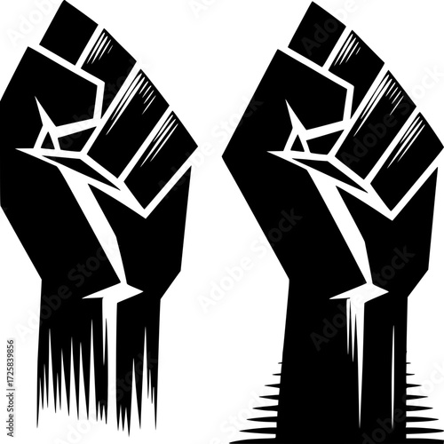 Fist of Solidarity: Striking contrast of power and resistance. Symbol of unity, strength, and defiance in the face of adversity. Capturing the essence of movement and solidarity.