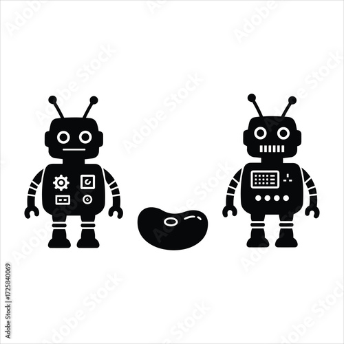 Cute retro robots playful playtime with a simple shape machine learning fun