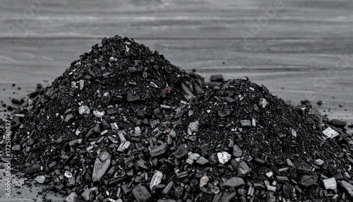 Pile of dark charcoal fragments