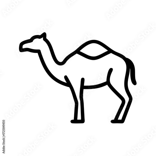 Camel outline vector drawing desert animal icon simple line art illustration graphic design silhouette clip art image