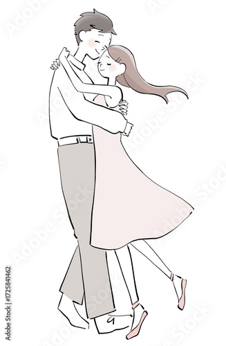 ハグする男女のイラスト