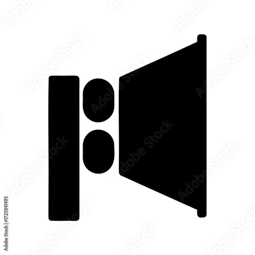 Stylized abstract illustration of audio speaker or public address system symbol