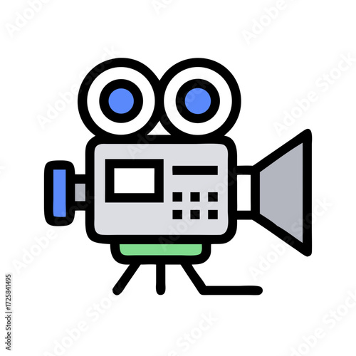 Vintage film camera icon movie production equipment old school video recorder cinematography retro style device