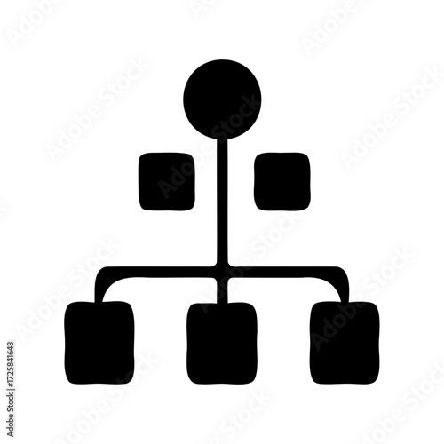 Hierarchical Structure with one Head and several Children in Black and White