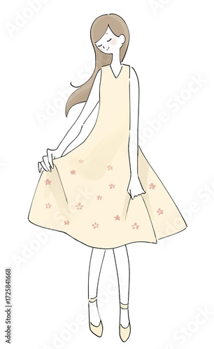 花柄ワンピースの女性