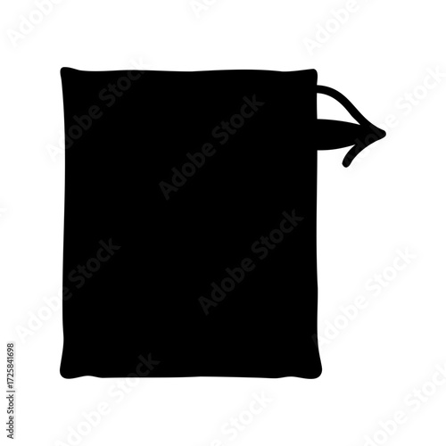 Black square shape with arrow pointing to the right on white background