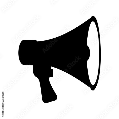 Black silhouette of a megaphone on a white background illustration symbol