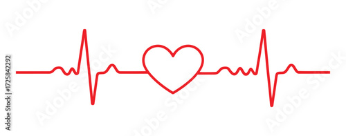 Red heartbeat ekg line symbolizing health love and life