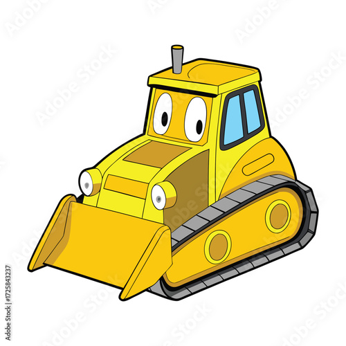 A bright yellow bulldozer with powerful tracks and a strong blade, ready to push, lift, and clear heavy loads on construction sites with unstoppable force.
