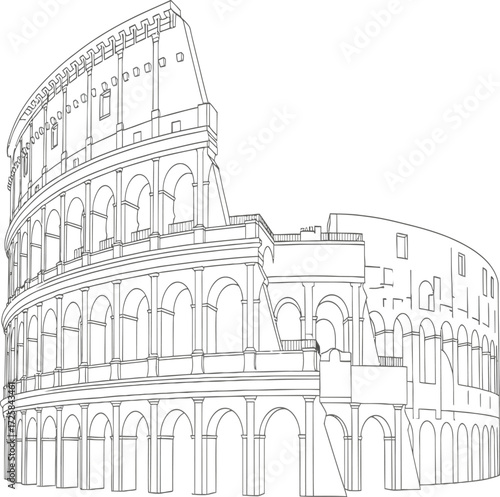 Vector, illustration, Colosseum, Roman building,