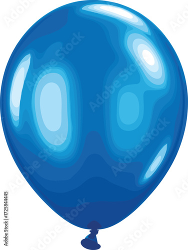 Blue balloon isolated on white background, festive party decoration, colorful inflatable accessory, shiny celebration balloon, cheerful birthday symbol, decorative holiday object