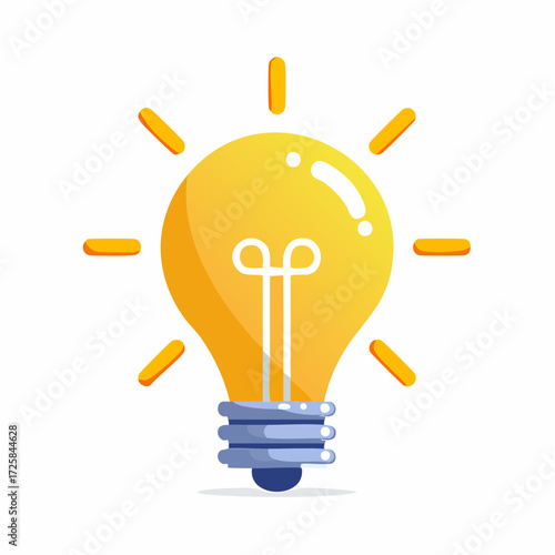 A bright yellow light bulb with radiating lines, symbolizing an idea or inspiration.
