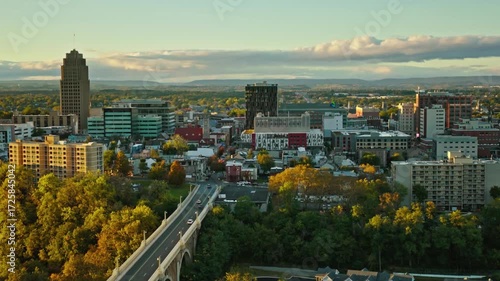 Wallpaper Mural Aerial view of the city of allentown pennsylvania at sunset with a bridge Torontodigital.ca