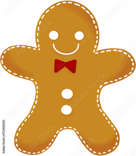 Gingerbread man cookie with red bow