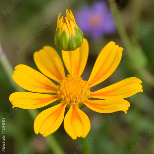 Large-Flowered Tickseed (Coreopsis grandiflora). Budding Capitulum Closeup