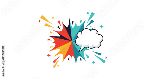 Explosion of ideas with a speech bubble. .