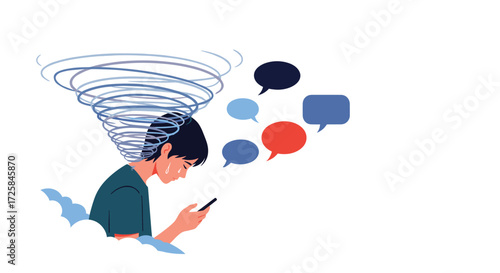 Overwhelmed by digital communication and the constant flow of information.