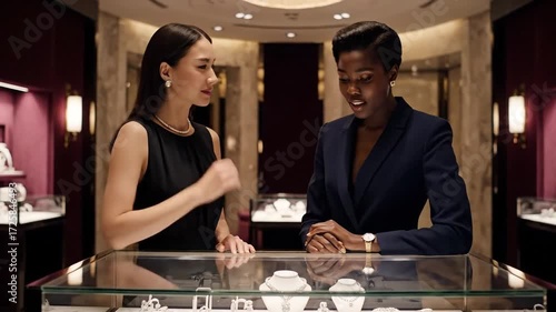 Two women in a jewelry store