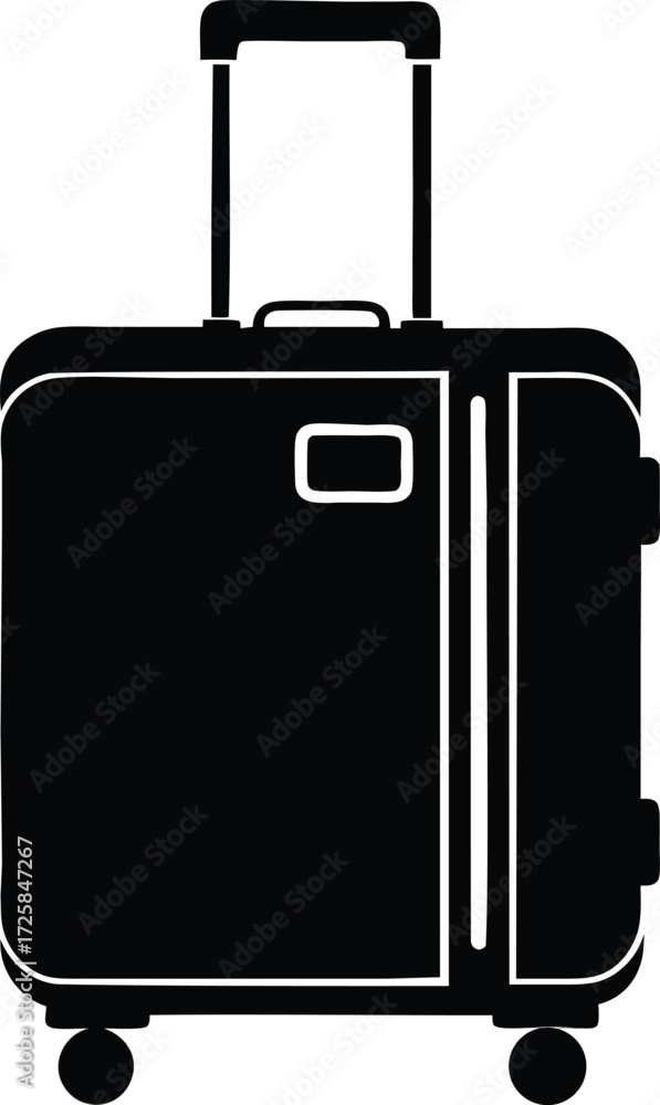 Obraz premium Suitcase with Wheels Travel Luggage Silhouette on white background