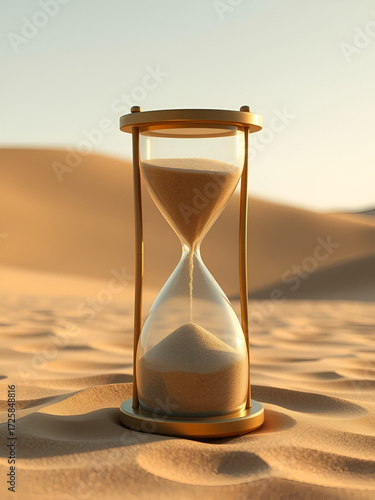 The Sands of Time - sand-filled hourglass in a sandy desert created by
