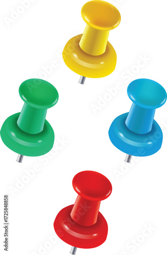 set of colorful push pins