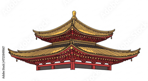 An ornate traditional japanese temple with intricate details and a golden roof, showcasing the beauty of asian architecture