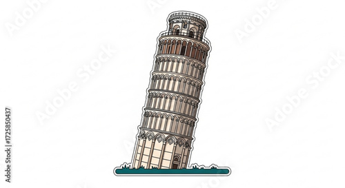 Illustration of the leaning tower of pisa, a famous landmark in italy, with its unique architecture and historical significance