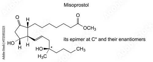 Chemical structure of misoprostol, drug substance