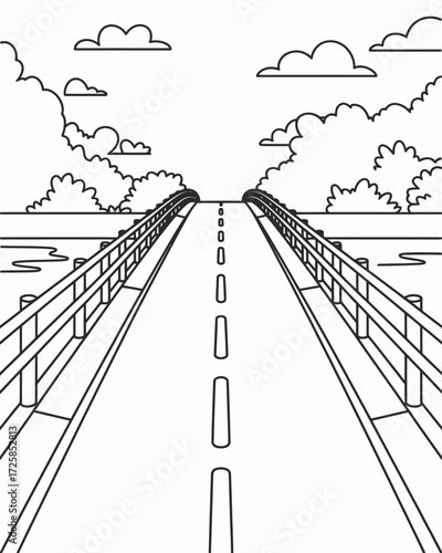 Long road stretching into the distance under a cloudy sky view