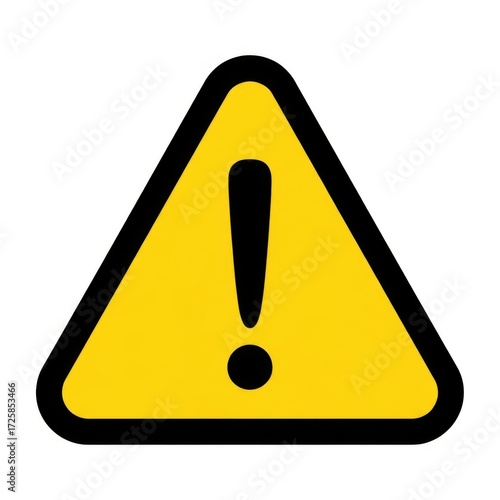 Yellow exclamation mark warning sign isolated on white background
