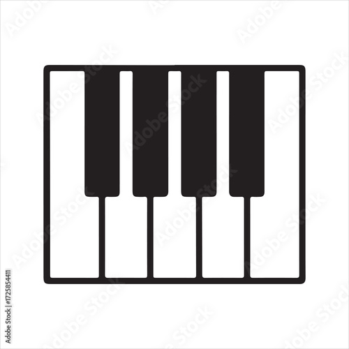 Piano Keys icon silhouette vector with white background