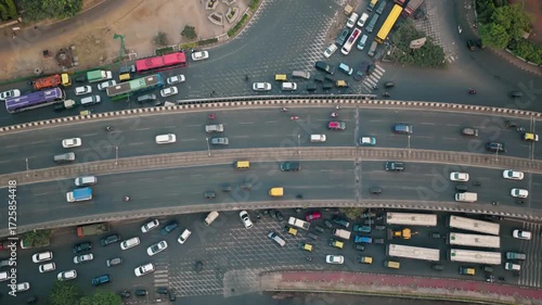 Wallpaper Mural Aerial view of busy highway with cars and buses in mumbai, india Torontodigital.ca