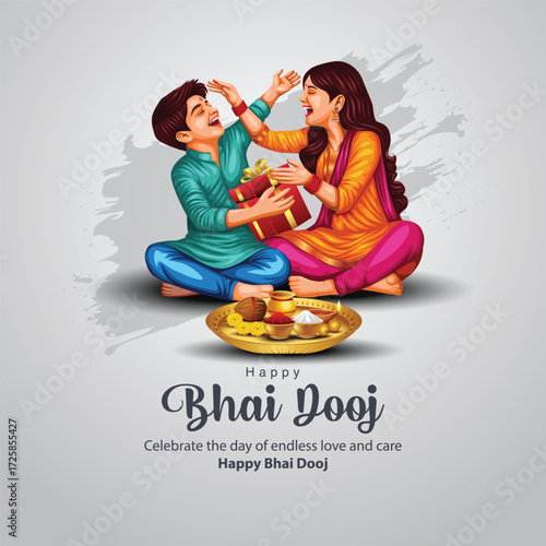 beautiful Bhai dooj festival greeting card India. editable abstract vector illustration design