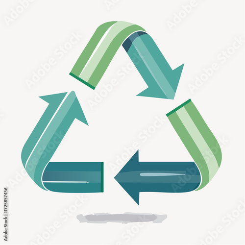 Recycled material graphic design, recycling symbol, arrows forming a triangle, eco-friendly image, sustainable design.