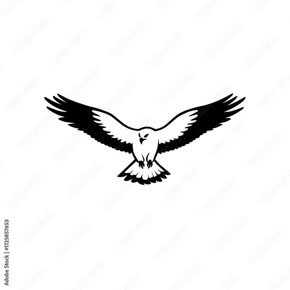 Fototapeta premium Kite. Kite simple black and white line art vector logo
