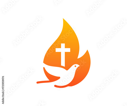 Dove cross and flame art