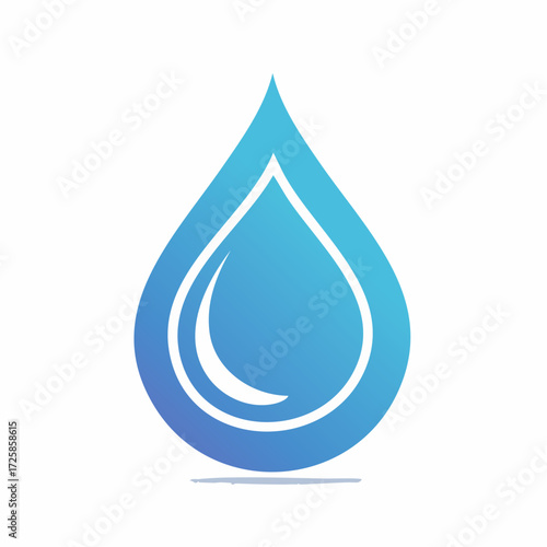 A clean, modern graphic icon of a single blue water droplet with a gradient and a glossy white highlight.