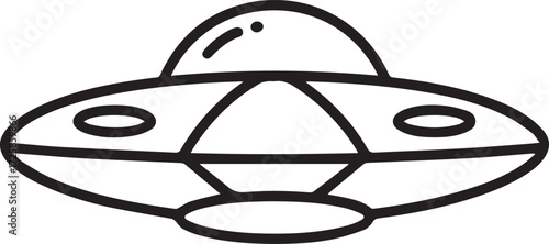 Retro ufo flying saucer icon spacecraft alien astronomy outer space celestial object