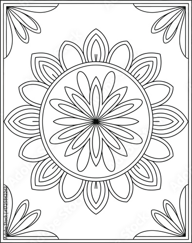 Intricate floral pattern with a central circle and repeating designs