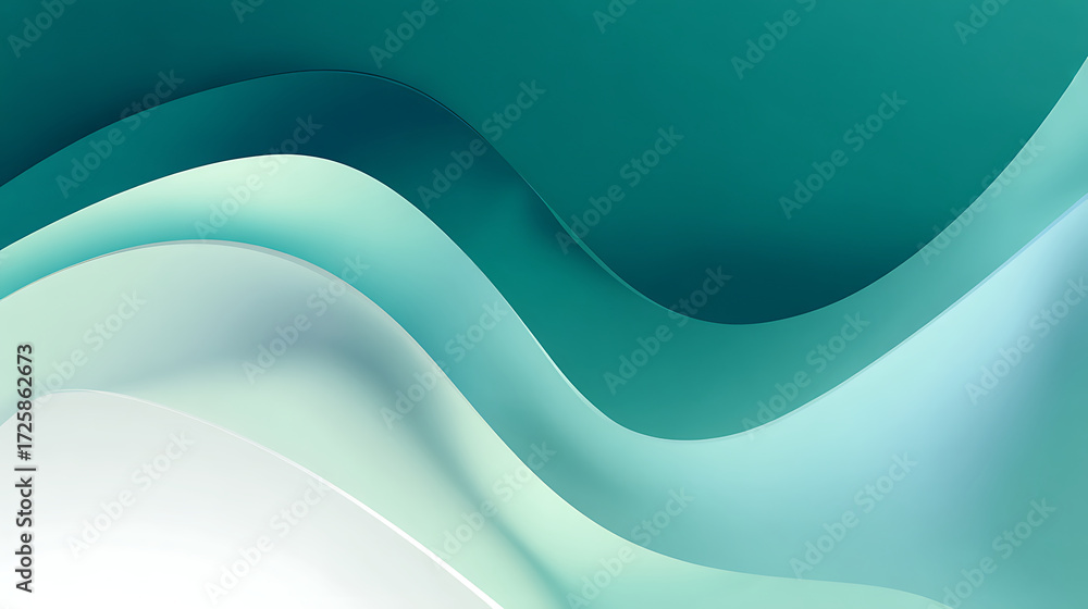 Obraz premium Teal Waves Abstract Motion of Tranquil Background