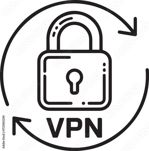 Digital security icon symbolizing vpn secure connection and data privacy protection concept
