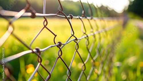 Wallpaper Mural Chain-link fence at sunset, blurred background Torontodigital.ca
