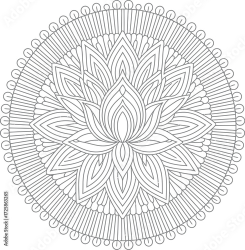 Intricate circular design featuring a lotus flower and detailed geometry