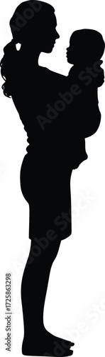 A silhouette of a mother tenderly holding her baby in embrace