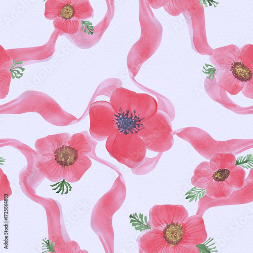 Watercolor floral pattern. Flowers on a watercolor background. Abstract wallpaper with floral motifs. Seamless pattern.
