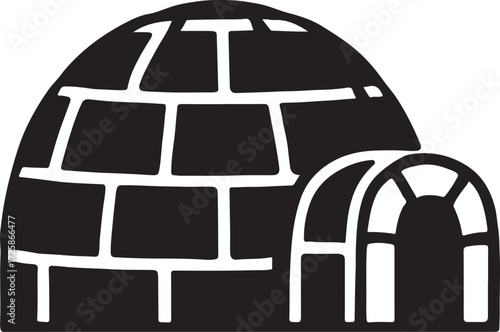 Inuit igloo silhouette vector, traditional Arctic dwelling illustration for cultural and winter design