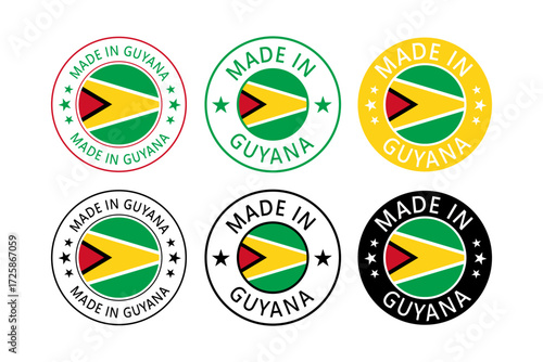 Guyana Made in Stamp in circle with flag Vector template on white background Free Download Guyana Made in Stamp in circle with flag Vector template on white background - GFXLoad