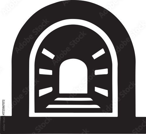 High-tech tunnel silhouette vector, futuristic corridor illustration for sci-fi and technology design