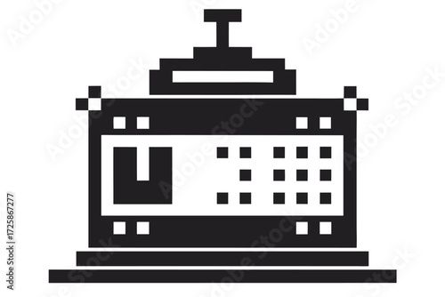 Pixelated brown clock displays a unique blocky retro aesthetic perfectly